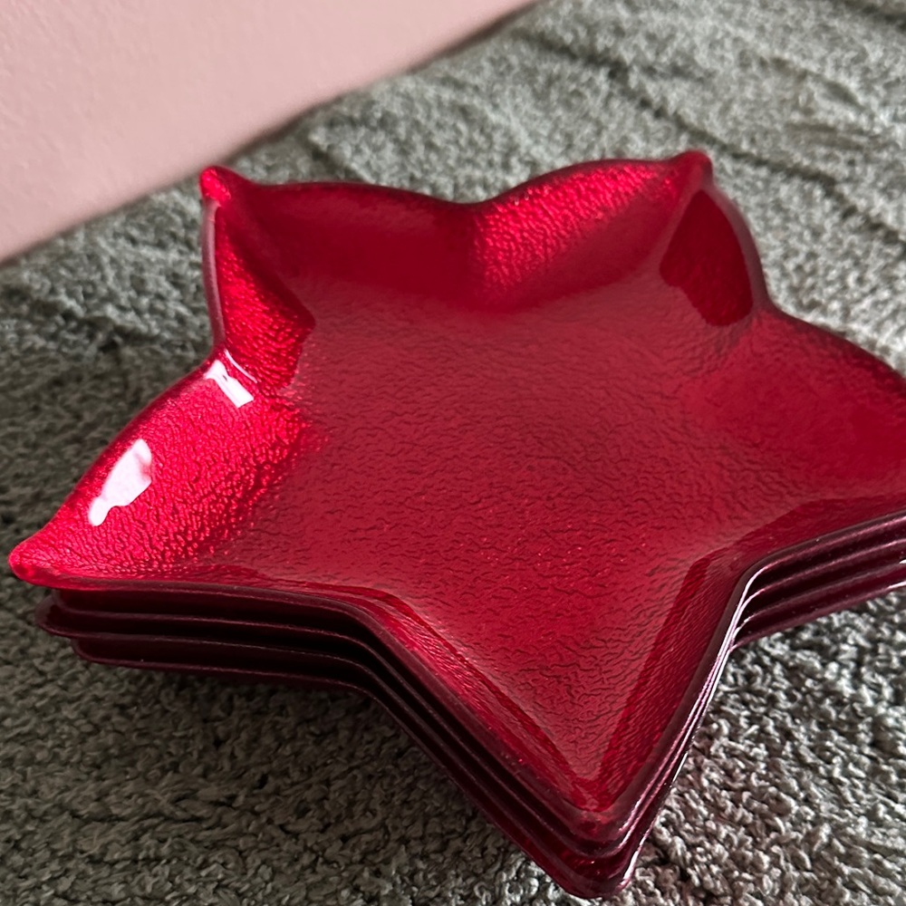 Akcam Glass Holiday Christmas Star Shaped Plates Gorgeous! NEW! - Picture 7 of 9